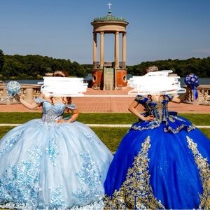 Elegant Blue and Royal Blue Ball Gowns Quinceañera dress size XS-S